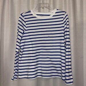 Old Navy Blue and White Striped Long Sleeve Tee